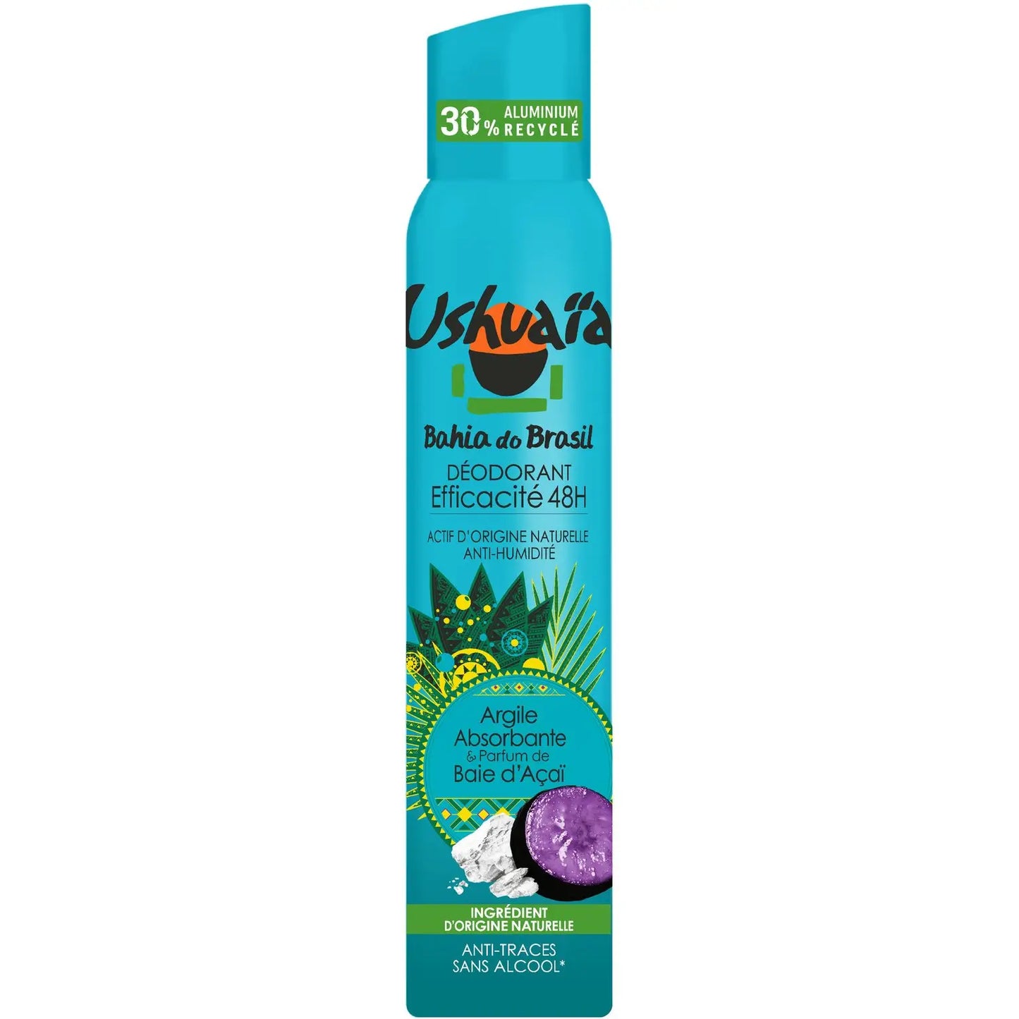 Ushuaïa Déodorant Femme Spray 48h – Argile Absorbante & Baie d’Açaï