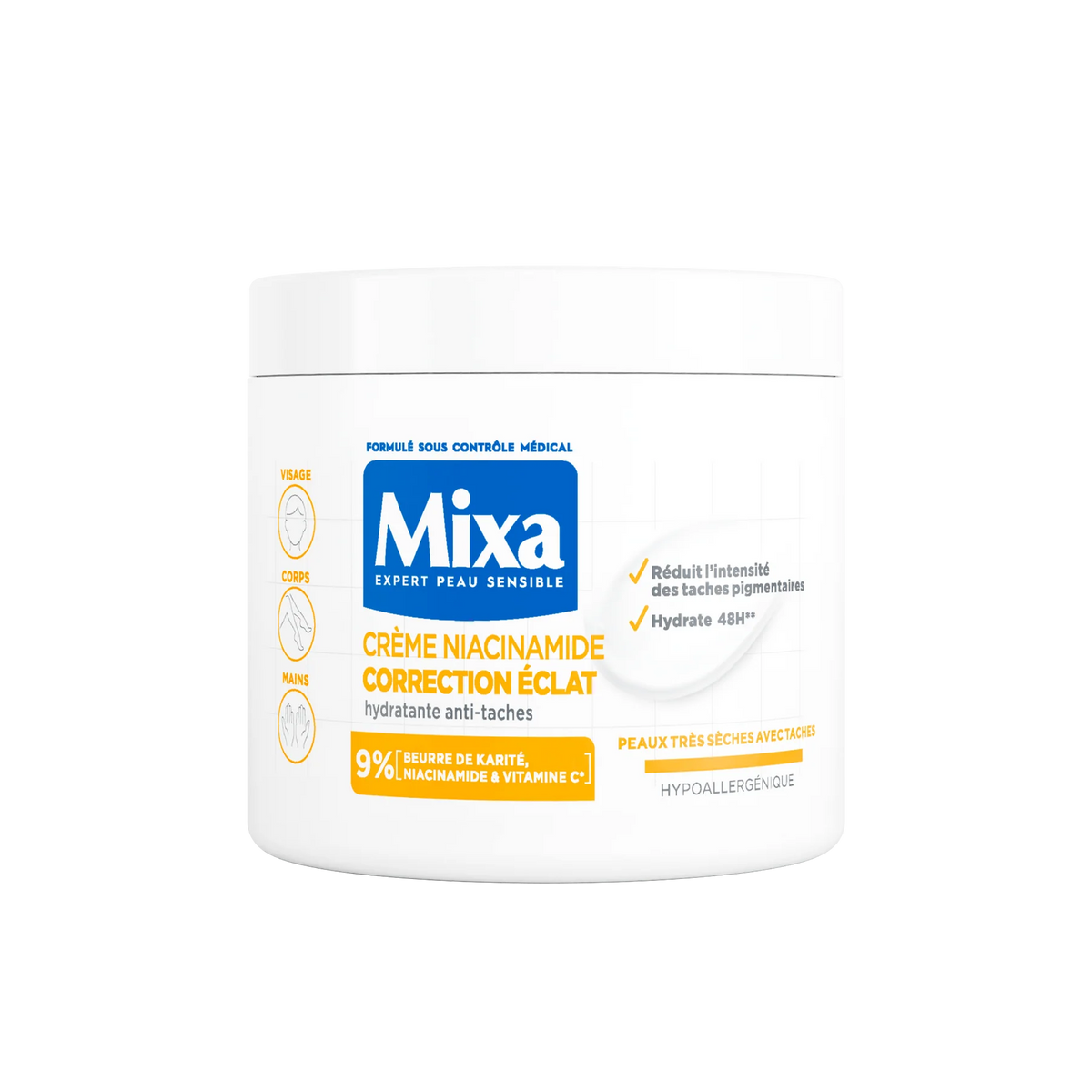 Mixa Niacinamide La Crème Correction Éclat Visage, Corps & Mains 400 ml