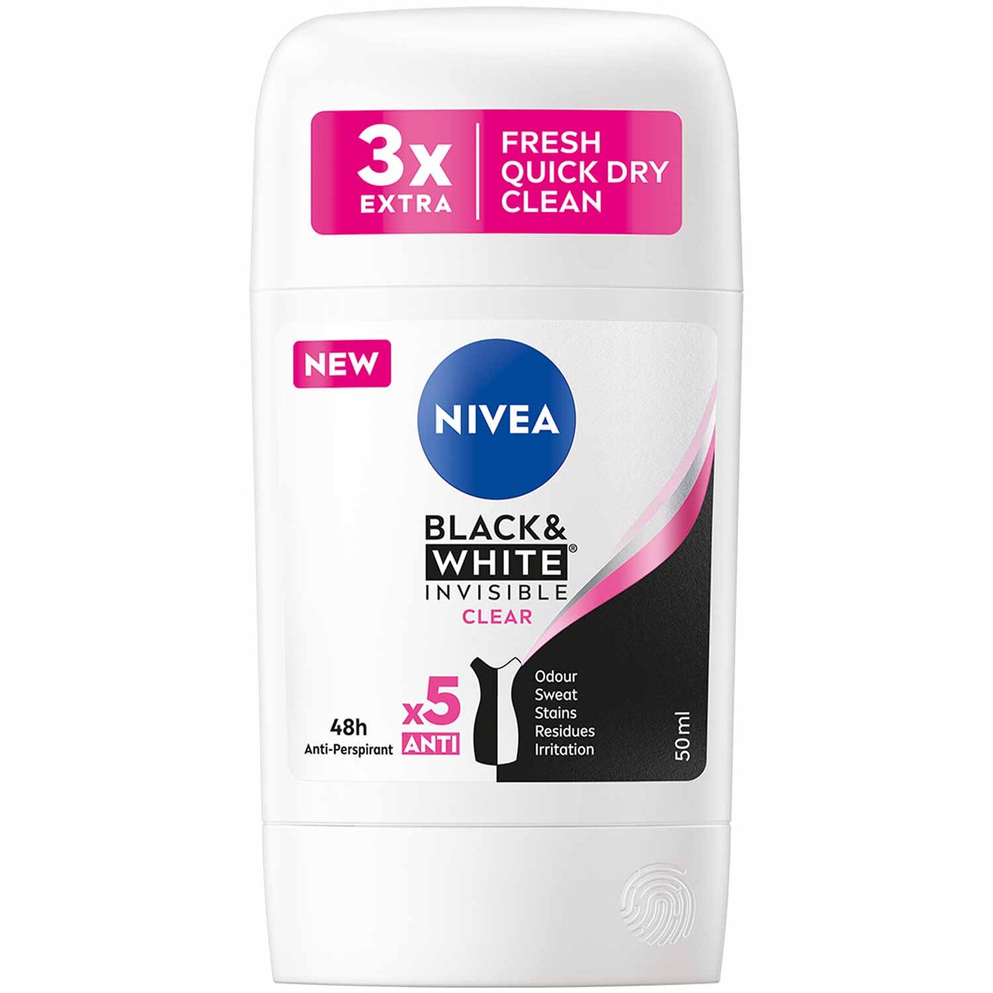NIVEA Déodorant Femme Black & White Invisible Original – Stick 50 ml