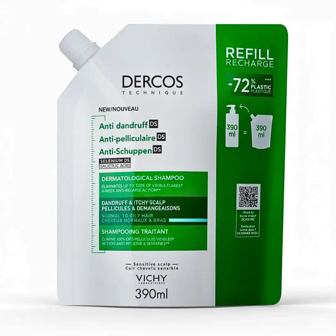 Vichy Dercos Shampoing Anti-Pelliculaire Cheveux Gras Recharge 390 ml