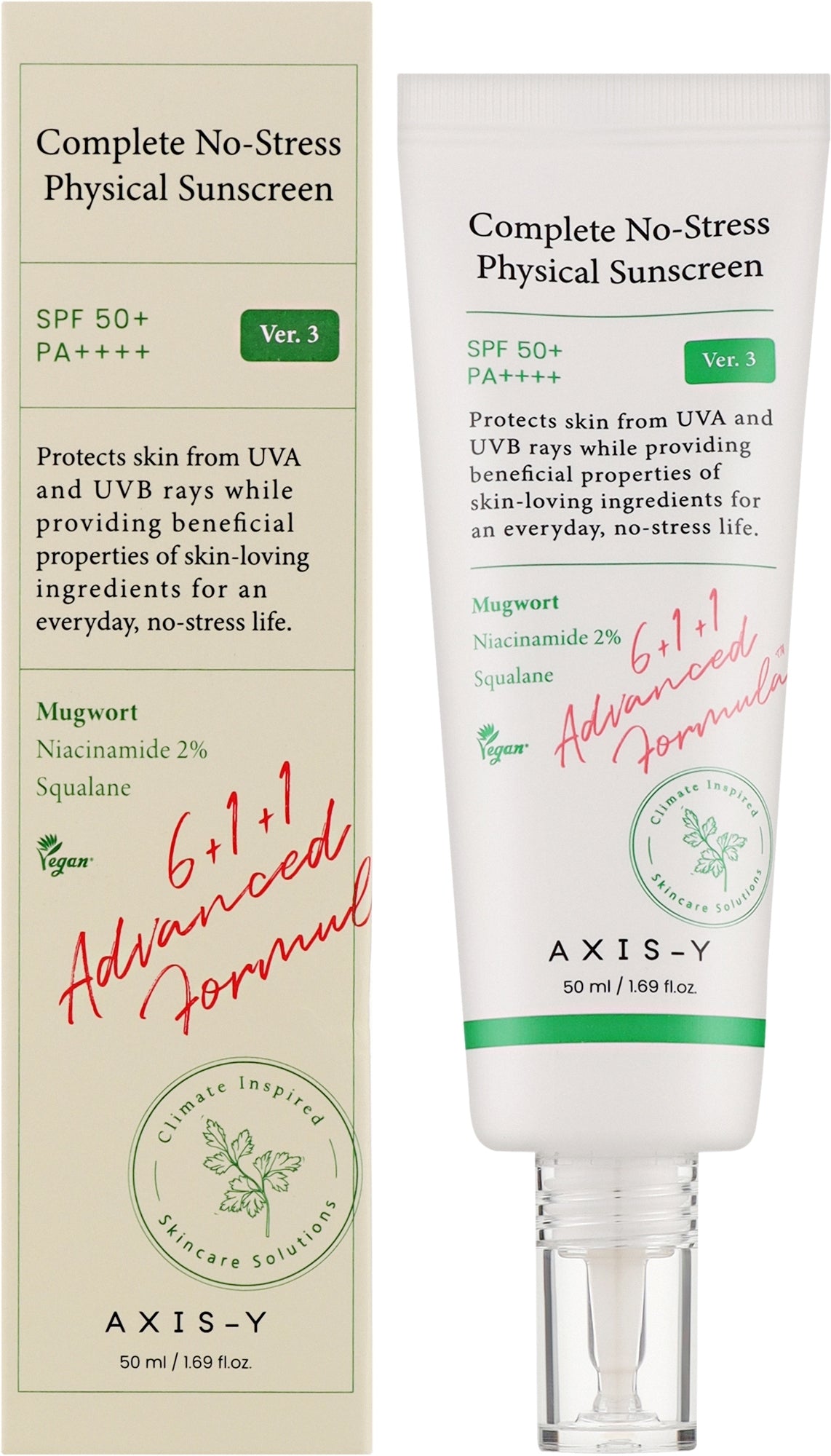 AXIS-Y Complete No-Stress Physical Sunscreen SPF50+ PA++++ – 50 ml