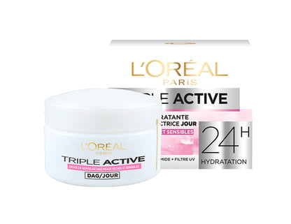 L’Oréal Skin Expert – Crème de Jour Hydratante Triple Active Peaux Sèches et Sensibles – 50 ml