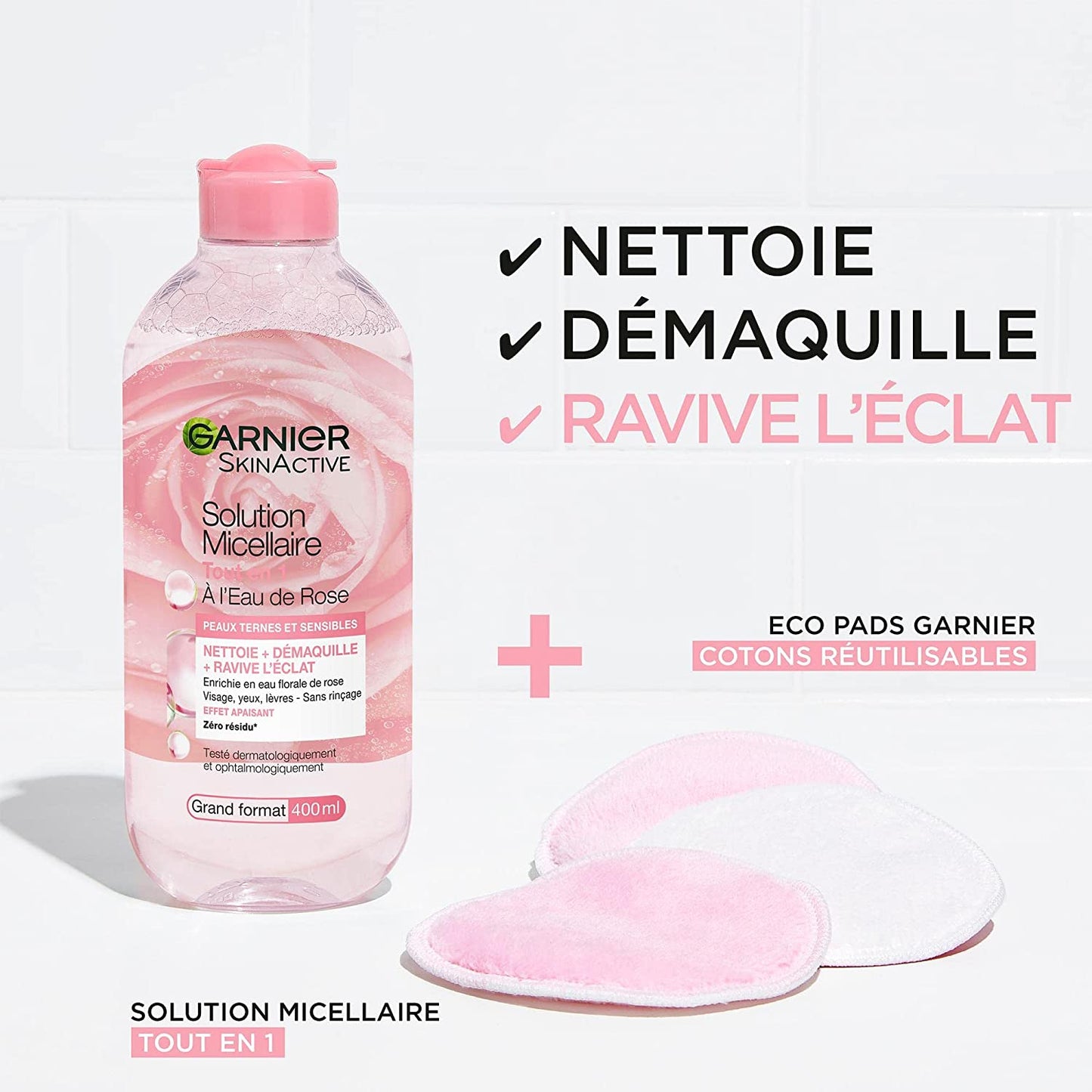Garnier SkinActive – Eau Micellaire Démaquillante Tout-en-Un à l’Eau de Rose – 400 ml
