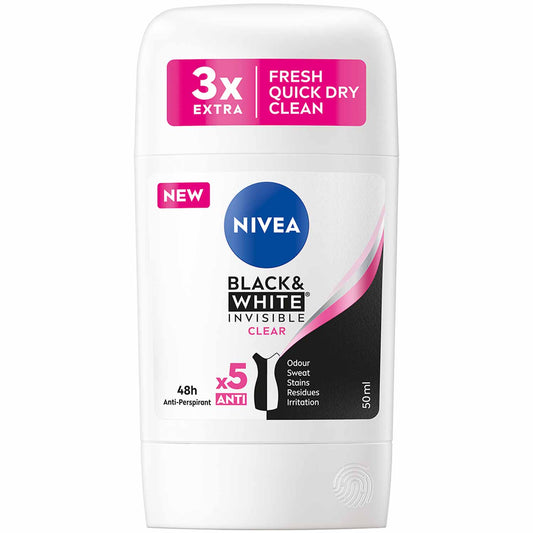 NIVEA Déodorant Femme Black & White Invisible Original – Stick 50 ml