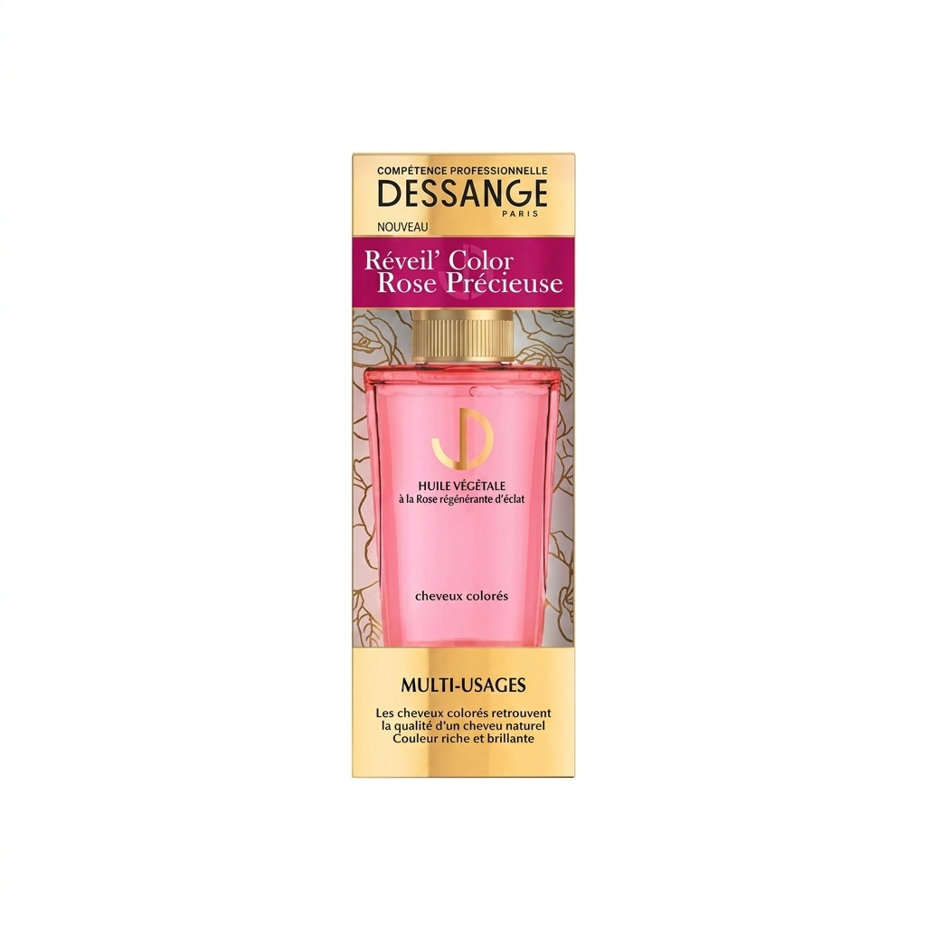 Dessange Réveil Color Rose Précieuse – Huile Végétale pour Cheveux Colorés 50 ml
