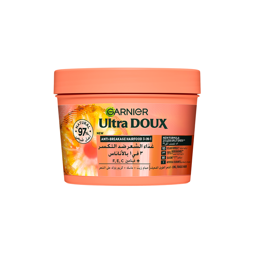 Garnier Ultra Doux Hair Food Ananas 3-en-1 – 390 ml + Vitamines C, E & F